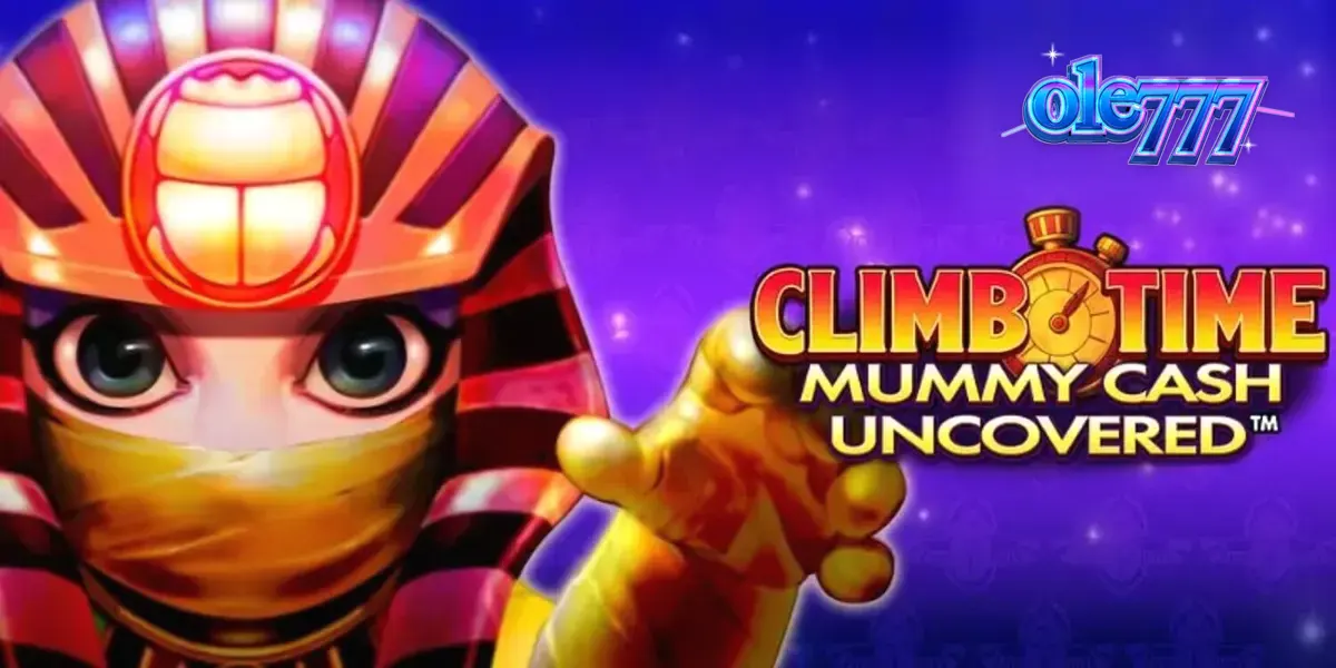 Tampilan visual modern dan mistis dari slot Climb Time Mummy Cash Uncovered
